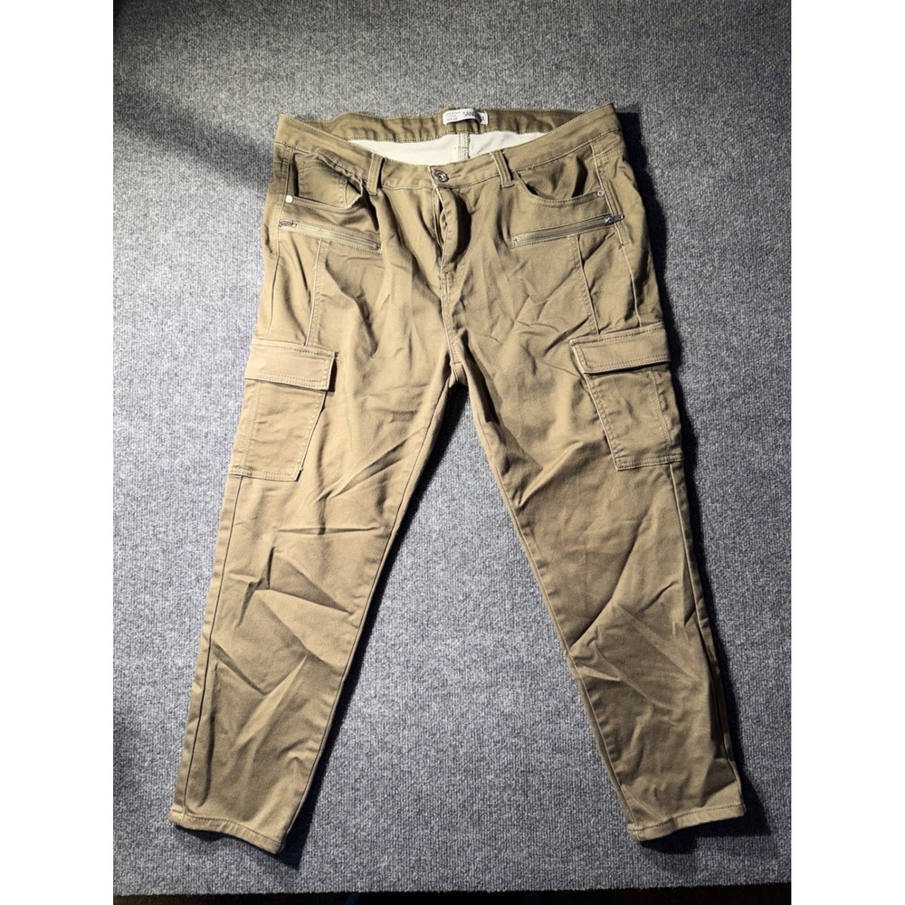 Sandpiper Mens Olive Green Cargo Pants Multi Pocket Utility Trousers Size 22